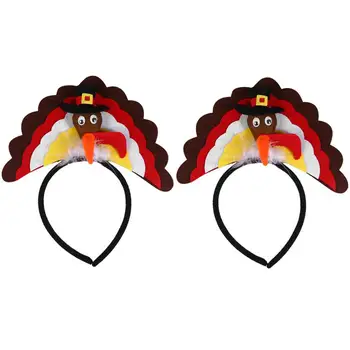 

2Pcs Turkey Headband Adorable Decorative Beautiful Headdress Head Hoop Hair Bands Hair Accessory Thanksgiving Accessories