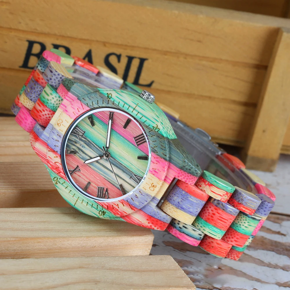 Топ Материал Роскошные парные часы Модные Красочные мужские и женские парные бамбуковые деревянные кварцевые аналоговые часы