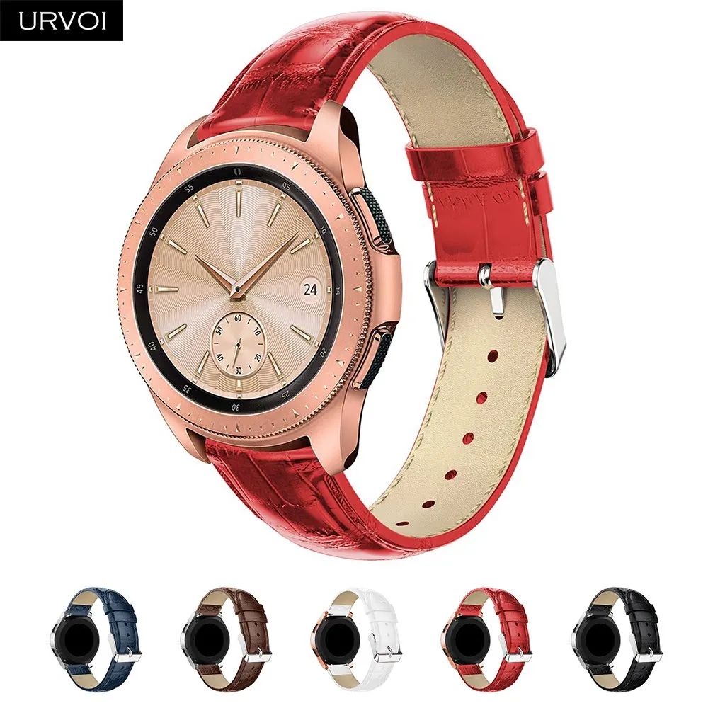 

URVOI leather band for Galaxy Watch Active 42 46mm gear sport strap for HUAWEI GT quick release pins soft replacement 22/20mm