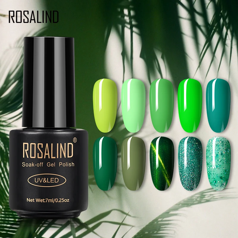 Гель-лак для дизайна ногтей ROSALIND Forest Green полуперманентный гибридные Лаки база и