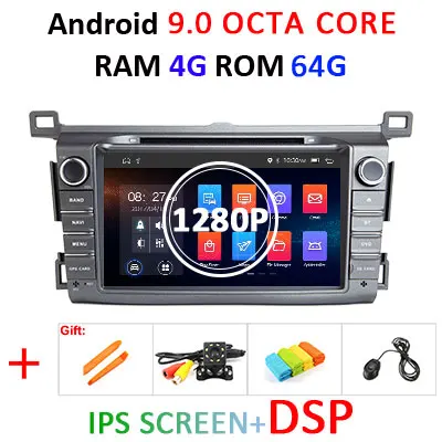 DSP ips 8 CORE 4G ram 64G Android 9,0 2 DIN Автомобильный dvd-плеер gps аудио для Toyota RAV4 Rav 4 2013- радио мультимедиа dvr obd2 - Цвет: 4G 64G IPS DSP AHD
