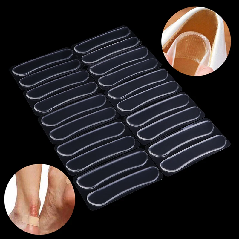 

10 Pair Silicone Gel Pads Insoles Inserts For Shoes Liner For Feet Protector Women Strip Heel Stick Massage Pedicure Foot Care