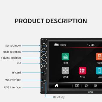 

N6 7'' HD Touch Screen Car MP5 Player AUX GPS Navigation Handsfree Bluetooth