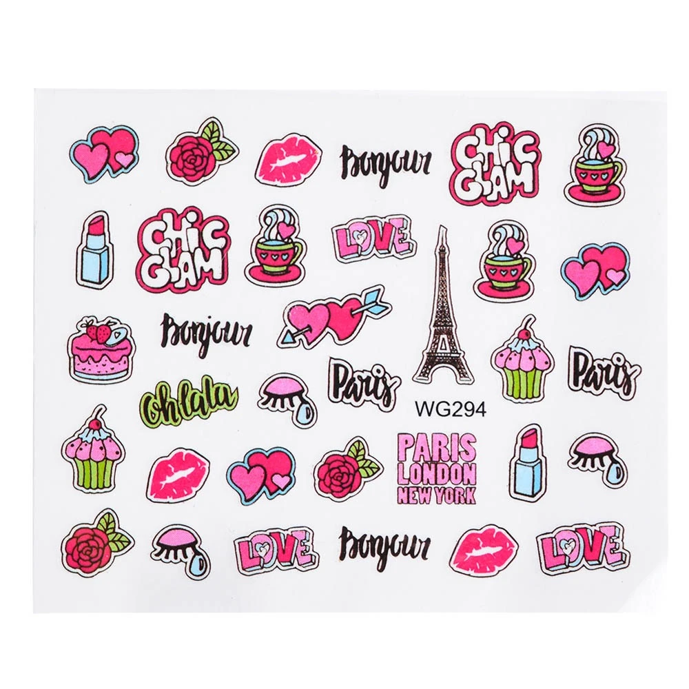 

2 Sheets/lot Summer Partten Nail Art Sticker Water Decals Lovely Cartoon Food Nail Wraps Slider For Nail Art Tattoo Decoration