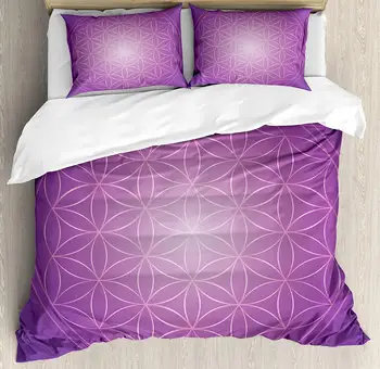 

Abstract Duvet Cover Set Flower of Life in Vibrant Psychedelic Tones Love Soul Display Decorative 3 Piece Bedding Set