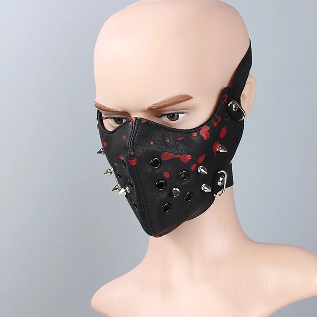 Панк Рок черный унисекс мотоцикл панк Хэллоуин косплей стиль металлические заклепки маска для женщин и мужчин муфельные маски со ртом для лица