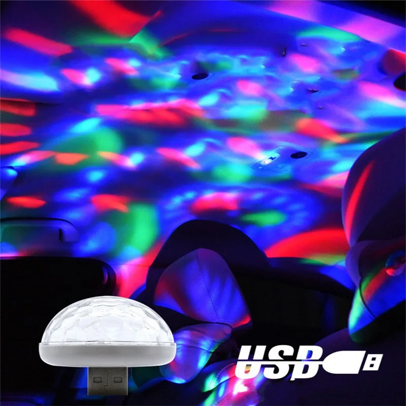 Автомобильная светодиодная автомобильная лампа USB окружающий светильник DJ RGB
