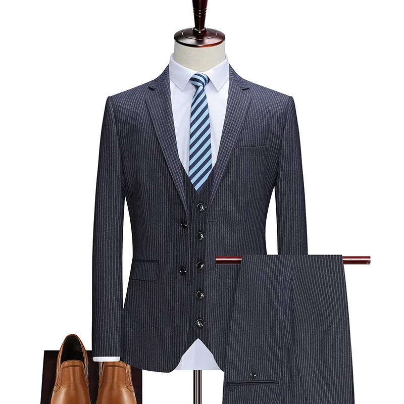 Casual Two Piece Men Suits Slim Fit Mens Business Suits Wardrobe Essentials - Цвет: As pic