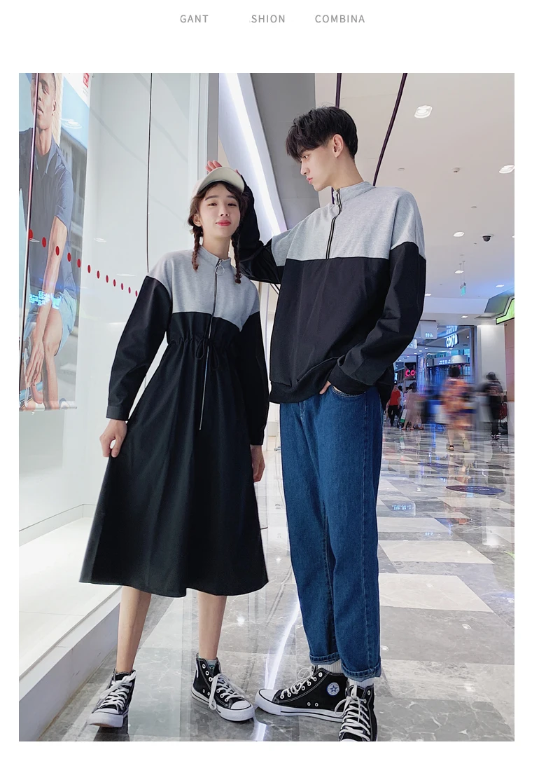 Matching couple Hoodies Sweatshirts Hot Male Female Lovers Clothes Holiday Valentine's Date Casual Zipper Hoodie Dress 2101