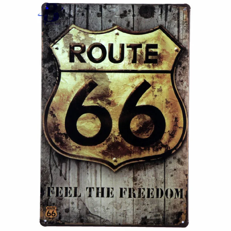 Белый Route 66 металлическая жестяная вывеска Ретро плакат Декор Наклейка металлическая стена ремесло табличка Targhe In Metallo - Цвет: Белый