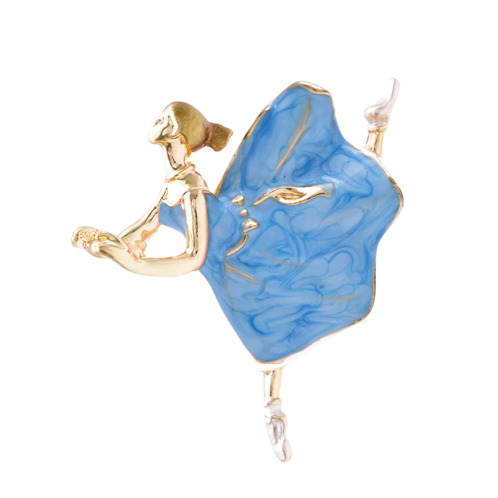 blue CINDY XIANG эмаль Dacing Girl брошь маленькая мода элегантная милая маленькая девочка брошь булавка модные украшения для детей доступны 3 цвета - Окраска металла: blue