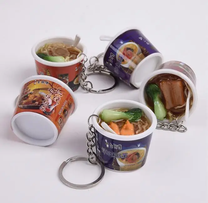 

1pc Creative Simulation Fast Food Key Chains Backpack Pendant Simulation Instant Noodles Bucket Pendant Ornaments