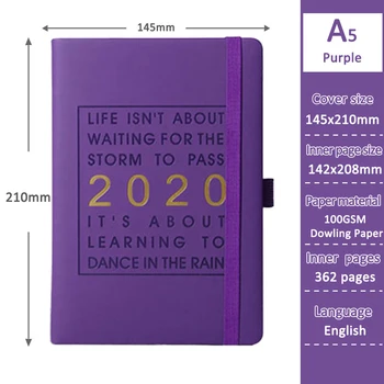 

Calendar Daily Schedule With Pen Holder Gift Jan-Dec A5 Thicken Notebook Monthly Planner Fashion Agenda Journal Leather
