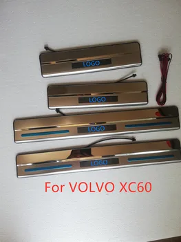 

High quality LED stainless steel Mirror Car door cover outside door sill plate for Volvo XC60 2008-2017 Car styling