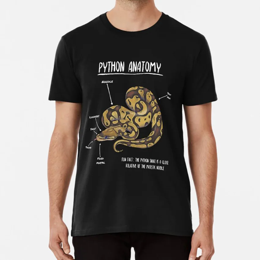 Анатомия питона футболка питон мяч змея питона рептилия весы Бирманский Питон питон Анатомия рептилия змея анатомия - Цвет: Черный