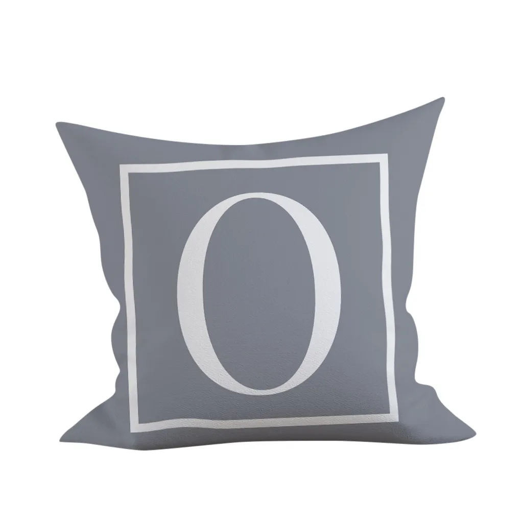 Simple Letter Cushion Cover English Alphabet Decorative Throw Pillowcase Polyester Pillow Cover sofa car bed Decoration наволоч - Color: O