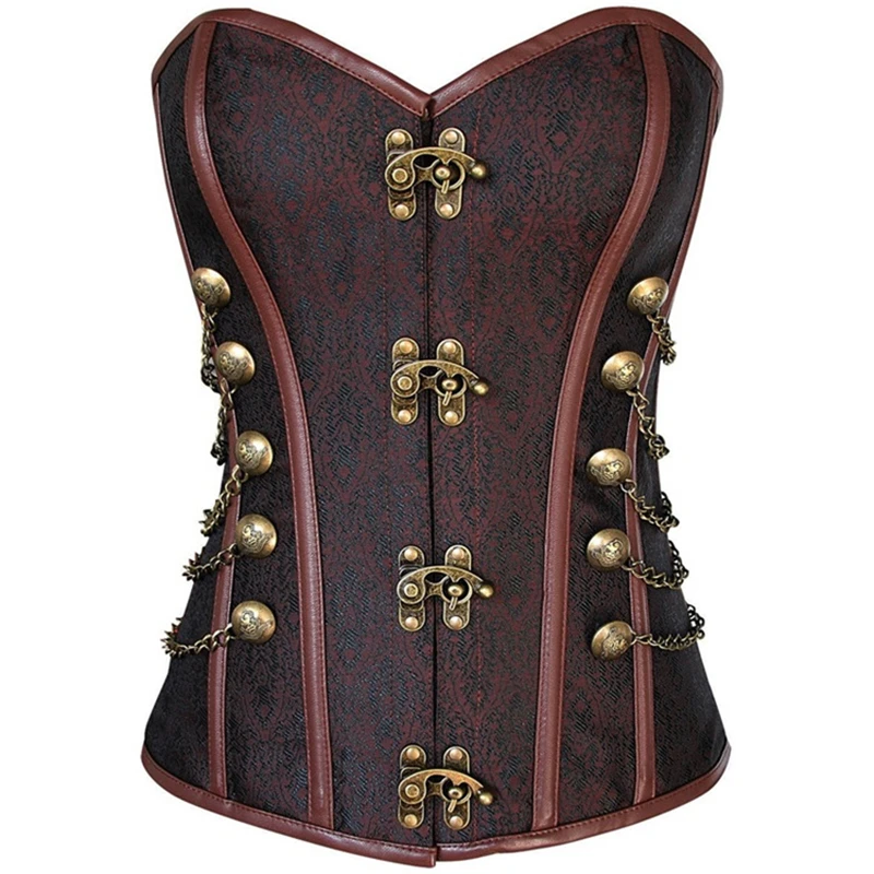 

Women Overbust Corset Steampunk Gothic Sexy Lingerie Steel Bone Bustiers Top Black Waist Cincher Slimming Body Shaper Corselet