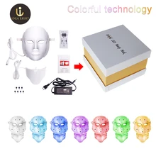 Светодиодная маска для лица, 7 цветов, терапия, TL50, маска для лица, машинный светильник, терапия акне, маска для шеи, светодиодный светильник, терапия