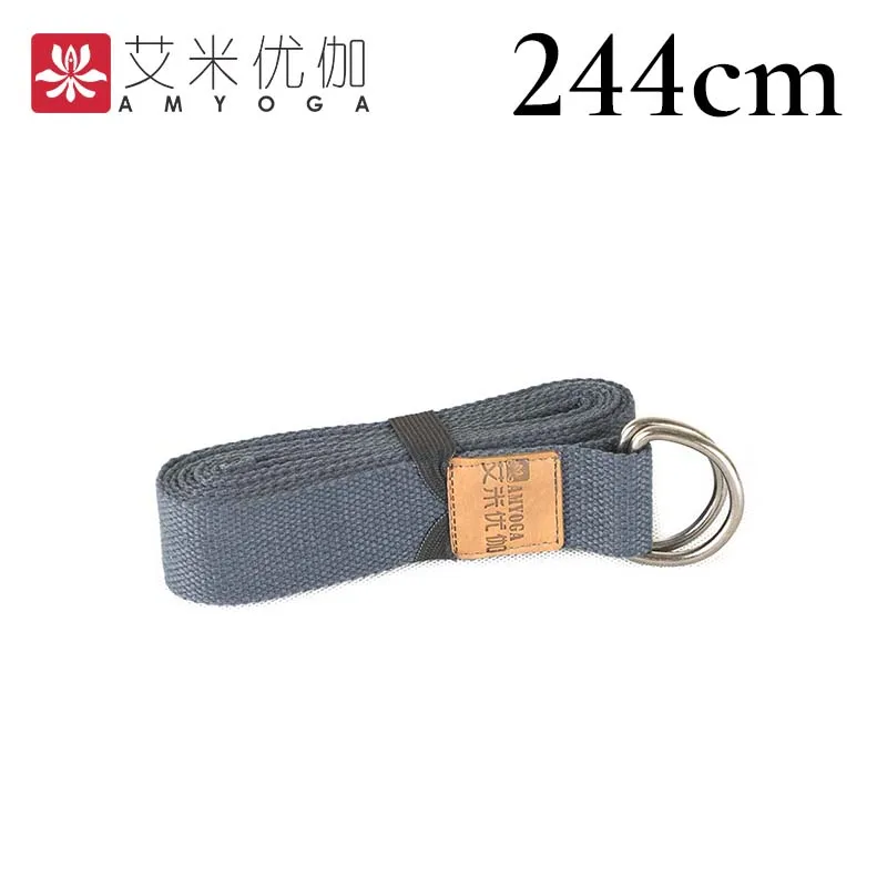Dark blue-244cm Роскошный удлиненный хлопковый ремень для йоги с d-образным кольцом - Цвет: Dark blue-244cm