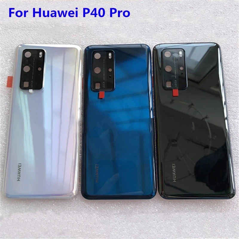 100% Original Tempered Glass Back Cover For Huawei P40 Pro Spare Parts Back Battery Cover Door Housing + Camera Frame mobile phone housings