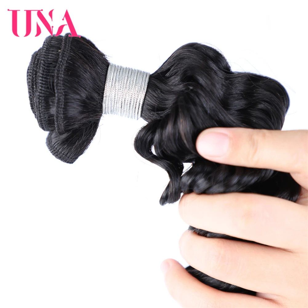 UNA 3 Bundles Human Deep Wave Hair 8"-26" Low Ratio Brazilian Remy Hair Bundles 100% Human 100g Natural Color
