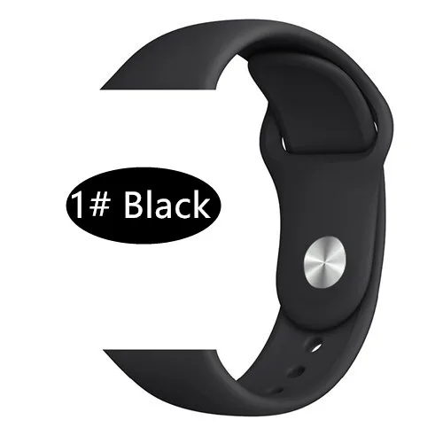 black 1 Ремешок для apple watch 5 4 ремешок 44 мм iwatch ремешок 42 мм correa 38 мм 40 мм спортивный силиконовый браслет ремешок для часов 4 3 2 - Цвет ремешка: black 1