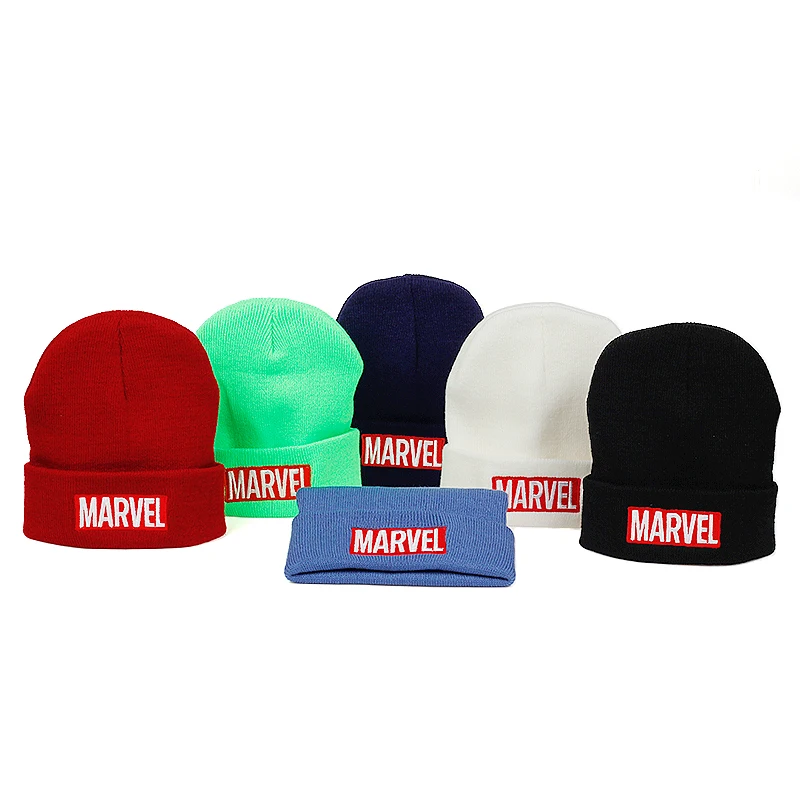 Новинка, головной убор с вышивкой MARVEL, шапка на осень и зиму, модные теплые шерстяные шапки для мужчин и женщин, универсальная крышка, шапки для холодной погоды