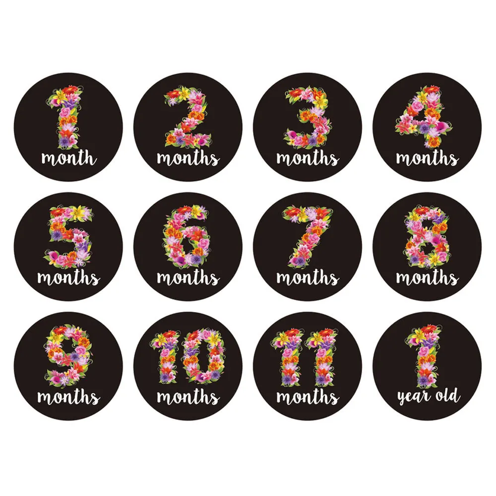 12 month stickers 12 шт./компл. и стикеры по месяцам карты для новорожденных; реквизит для фотосессии наклейки для этапов поощрения подарки беременности и родам стикеры по месяцам - Цвет: 12 month stickers