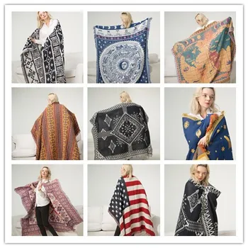 

Bohemian Geometric Blanket Sofa Cover Tapestry Cotton Knit Throw Blanket Adults Kids Home Travel Decorative Blankets