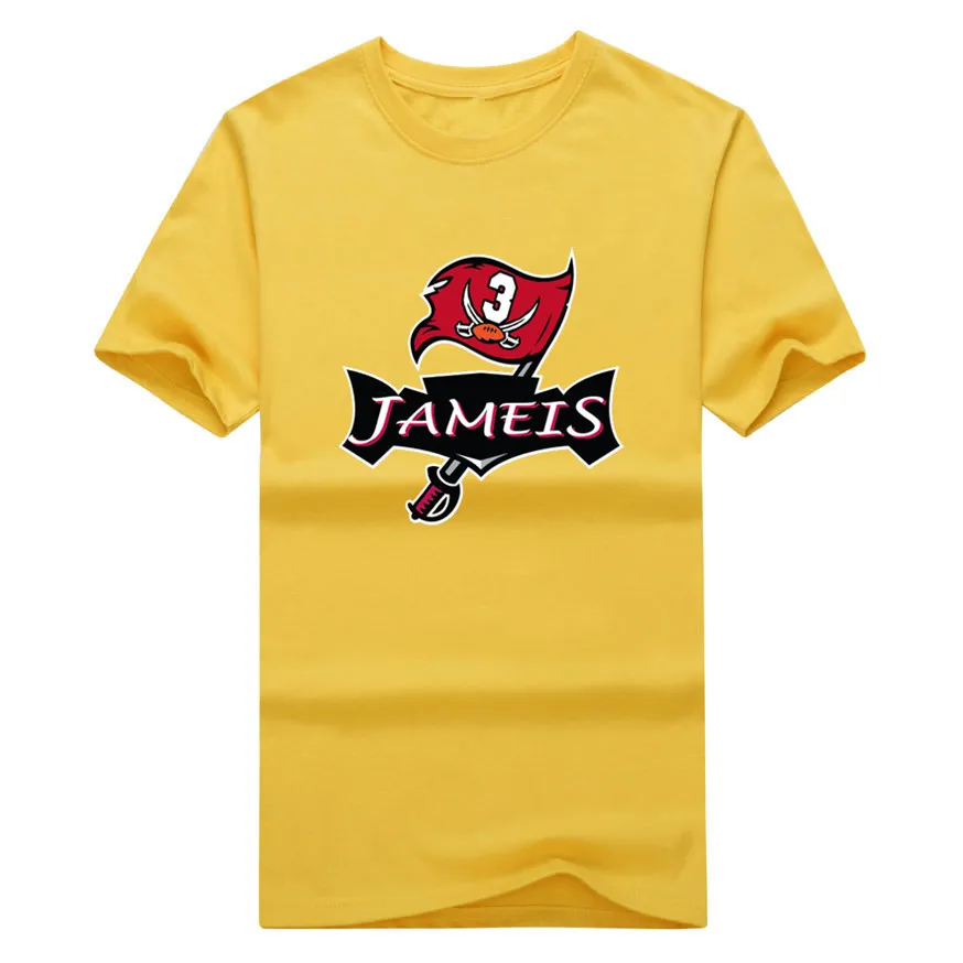 Новинка, Красная футболка с надписью "Bucs Logo" и надписью "Jameis", хлопок, футболка с коротким рукавом, 1019-2