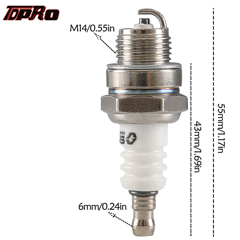 Триммер TDPRO для газонокосилки Свеча зажигания двухтактных двигателей 47cc 49cc 66cc 80cc