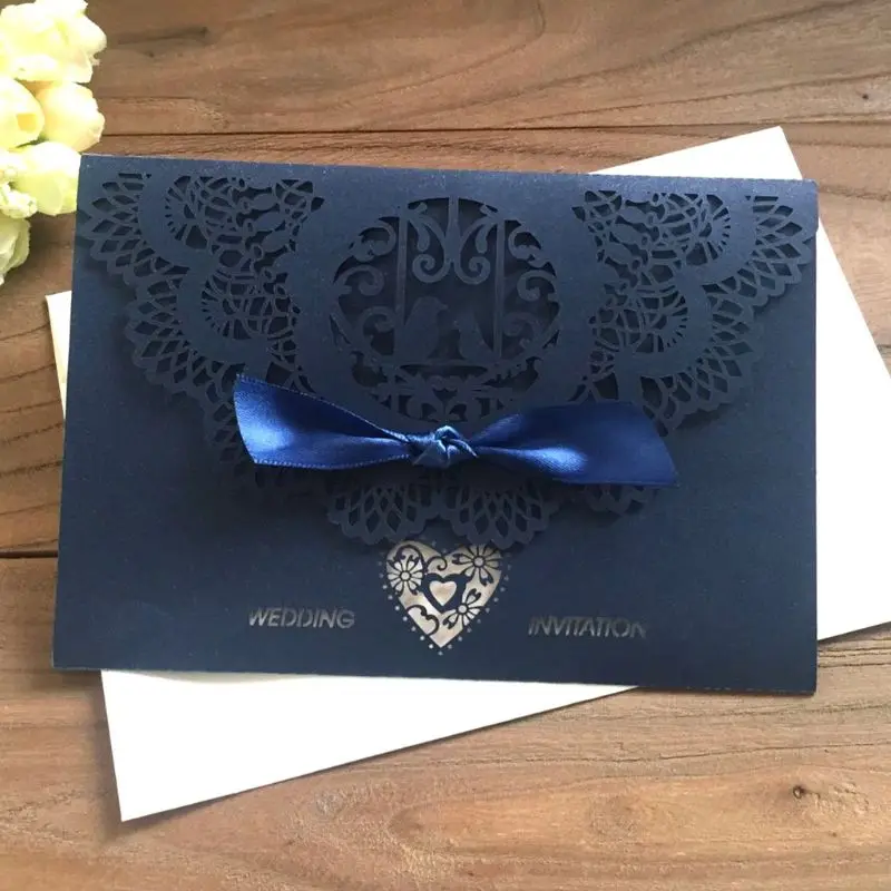 10pcs/set European Style Lace Wedding Greeting Invitation Card Cover Laser Cut Engagement Party Supplies E65B