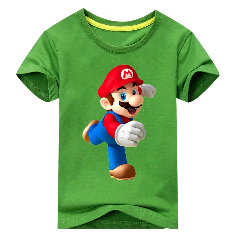 Одежда для детей футболки с принтом «Братья Марио» для мальчиков и девочек; Детские топы; футболки с принтом детская летняя футболка с короткими рукавами - Цвет: D