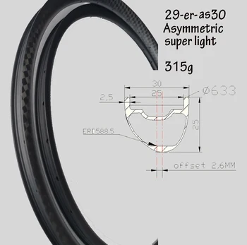 

Super light 29er asymmetric 30 hookless carbon wheels mountain bike wheel mtb 29 inch carbon rim 29" wheelset lightweight 30mm