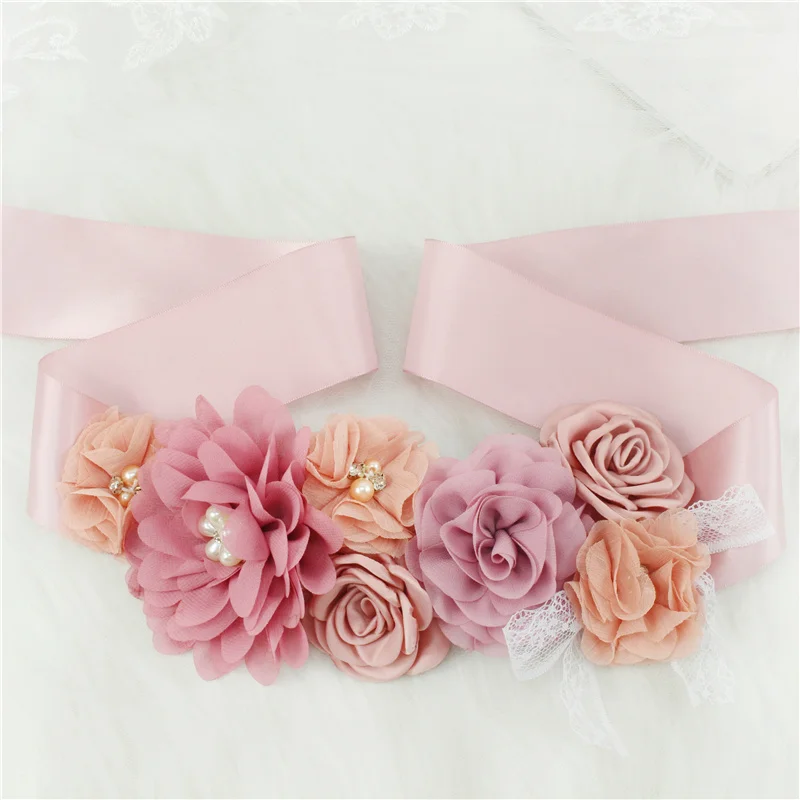 Fashion Lace Flower Belt Women Flower Girl Waistband Wedding Sashes Wedding Ribbons Rhinestones Belts Wedding Dress Belt flower basket wedding flower girl basket bowknot romantic wedding ceremony party rose elegant wedding flower girl basket white