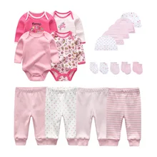 

Solid Color 16/18Pcs Bodysuits+Pants+Gloves+Hats Sets Newborn Baby Girl Clothes Cotton Spring Baby Boy Clothes Autumn Trousers