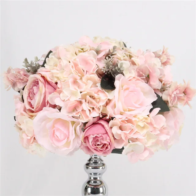 Personalizado 35cm peonias de seda BOLA DE FLORES ARTIFICIALES centros de mesa decoracion arreglo para boda telon de - Цвет: Pink