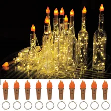 Светодиодные свечи бутылки свет струны пробки свет мини-стринги пламя Волшебные гирлянды для вечерние Рождество Хэллоуин Свадьба DIY Декор