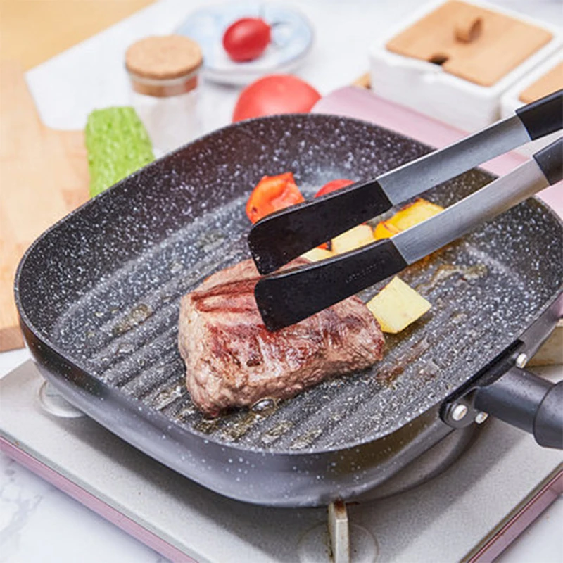 MyLifeUNIT Aluminum Non-stick Square Grill Pan Steak Fry Pans Multi-purpose Snowflake Striped No fumes Frying Pan 9-inch