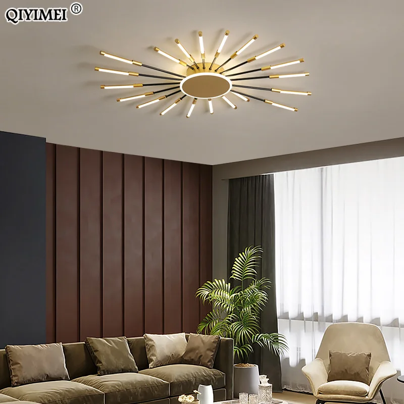 

Modern Creative LED Chandelier Lights For Living Room Bedroom Iron Black And Gold Lighting Lamp Decorative Luminaire Lamparas