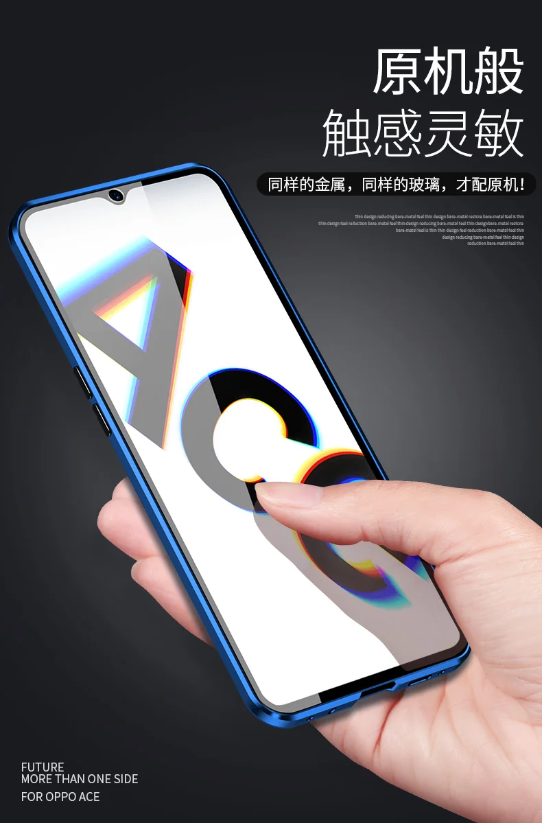 360 полная защита магнитный металлический чехол для OPPO Рино 3 Pro Рено 2Z 2F 2 Рено 10xzoom Рено Ace Двусторонняя закаленное Стекло крышка