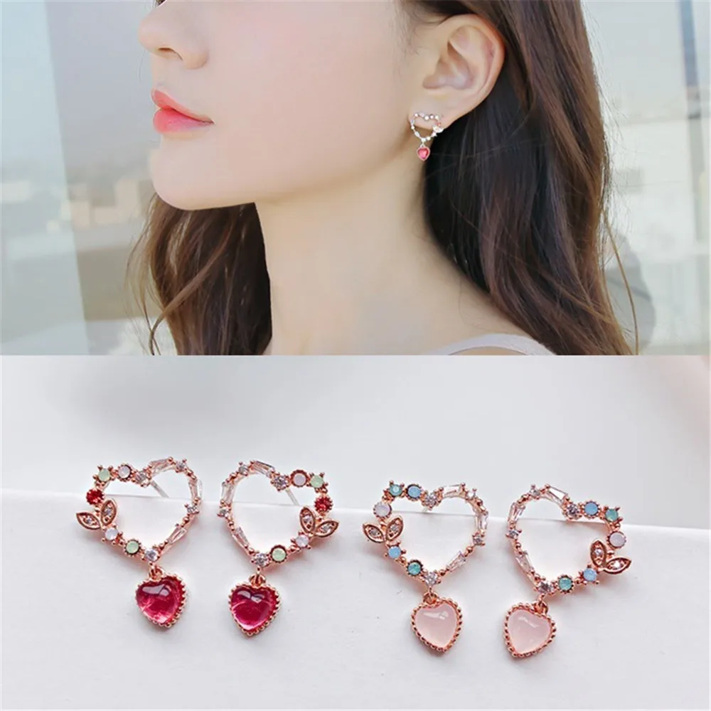 SexeMara New Arrival Crystal Trendy Heart Women Dangle Earrings Korea Simple Peach Loving Bohemian Drop Earring | Украшения и