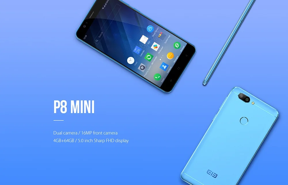 Elephone P8 мини-смартфон, 4 Гб ОЗУ, 64 Гб ПЗУ, Восьмиядерный процессор MTK6750T, Android 7,0, 13,0 МП, отпечаток пальца ID, 5,0 дюймов, 4G LTE, сотовый телефон