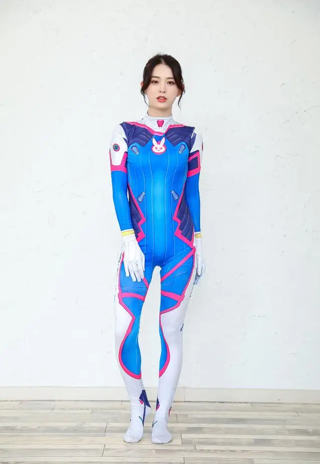 Горячая игра OW dva Косплей Костюм для взрослых и детей спандекс зентай боди Хэллоуин вечерние D. va Аниме косплей костюмы 3D печать - Color: Adult
