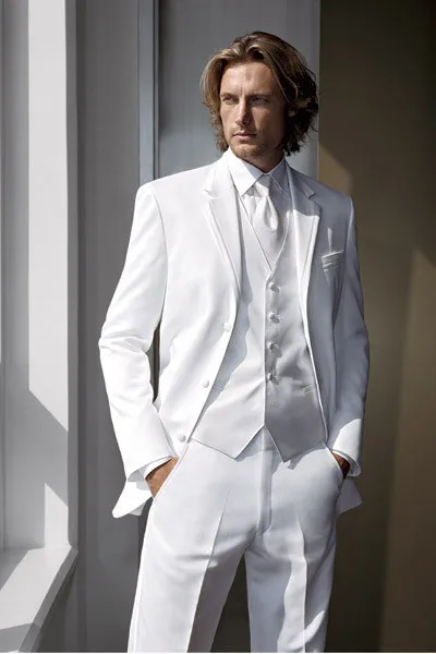 

SZMANLIZI MALE COSTUMES Formal Mens Business Suit White Groom Tuxedos Fashion Men Wedding Suits Prom Suits 3 Pieces Bridegroom