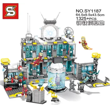 

SuperHero Ideas Iron Man Base Gnaku Hall of Armour Defensive Tron Arms Super Hero Marvel Building Blocks Sets Bricks Kits Movie