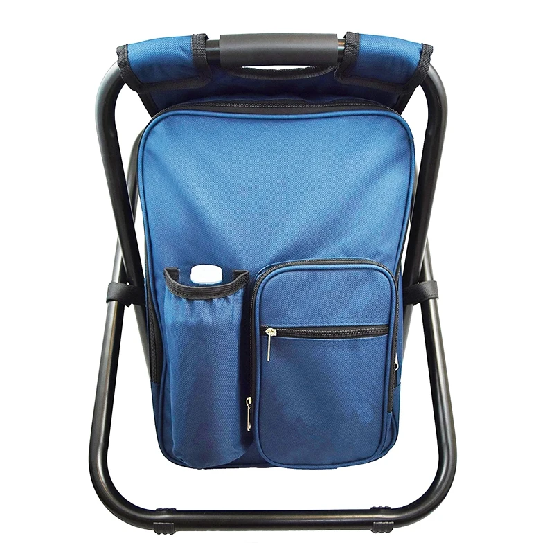  2 Pcs Backpack Chair Portable Camping Stool Foldable Chair with Double Layer Oxford Fabric Cooler B