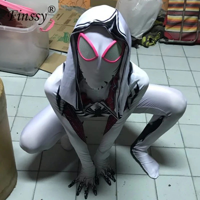 Толстовка костюм паук Гвен Стэйси Zentai девушки паук супер человек Косплей Костюм Femme женский костюм паука анти-Гвен Веном Gwenom боди