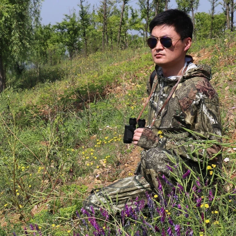 남성용 여름 햇빛 방지 낚시 후드 재킷 바지, 생체 공학 위장 사냥 낚시 의류, 통기성 면 정글 카모 슈트