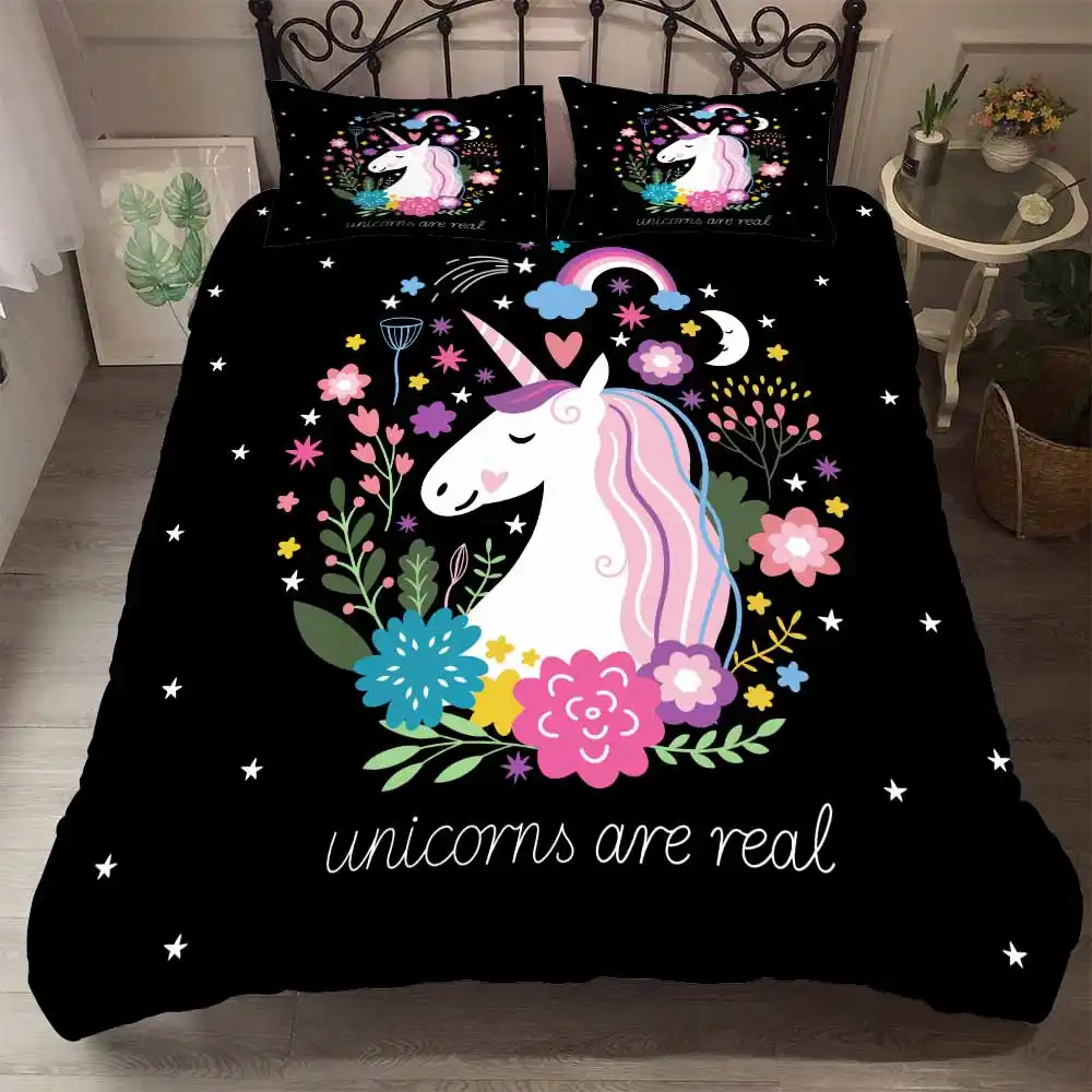 black unicorn comforter set